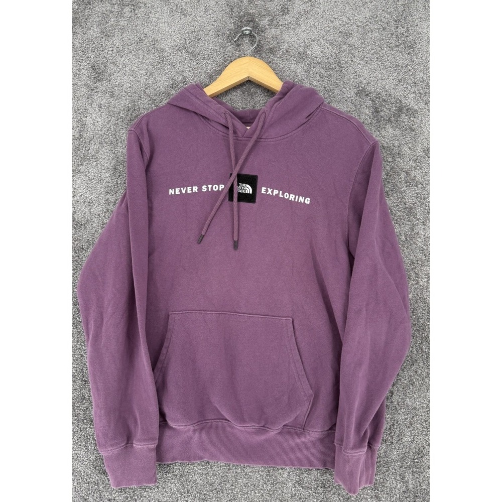 The North Face Never Stop Exploring Purple Hoodie Mens Medium Fleece Pullover
